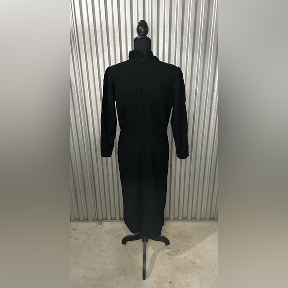 Women’s Nina Ricci Black Vintage 70s Flare Long Sleeve Dress Size 46 (Large) - Picture 2 of 3